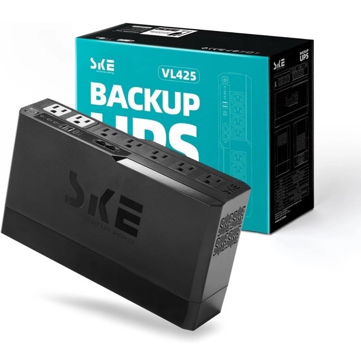 SKE Compact Size 425VA/240W UPS Battery Backup & Surge Protector for Computer