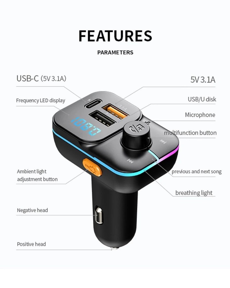 Bluetooth FM Transmitter Wireless Car Radio Mp3 Music Player USB Charger