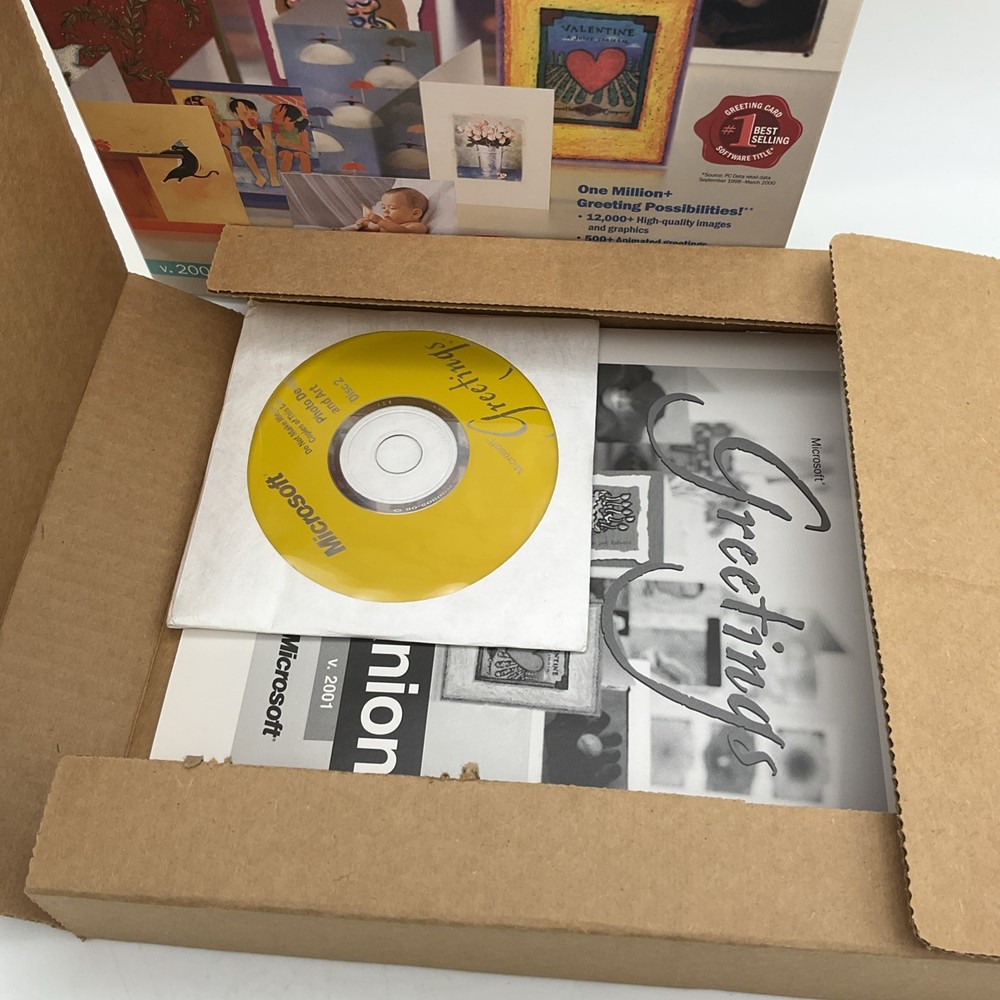Microsoft Greetings v. 2001 Software, 2 Disc Set In Big Box