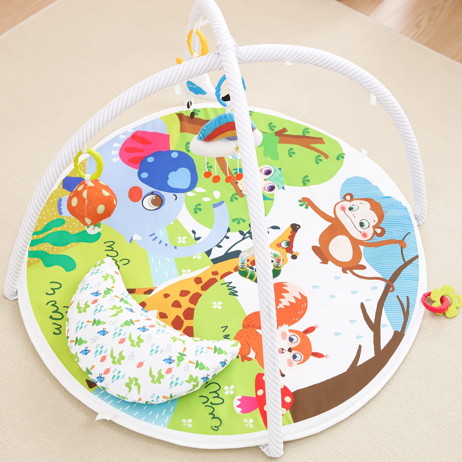 Baby Play Gym, ibabejoy Activity Play Mat for Newborn to Toddler, Stage-Based...