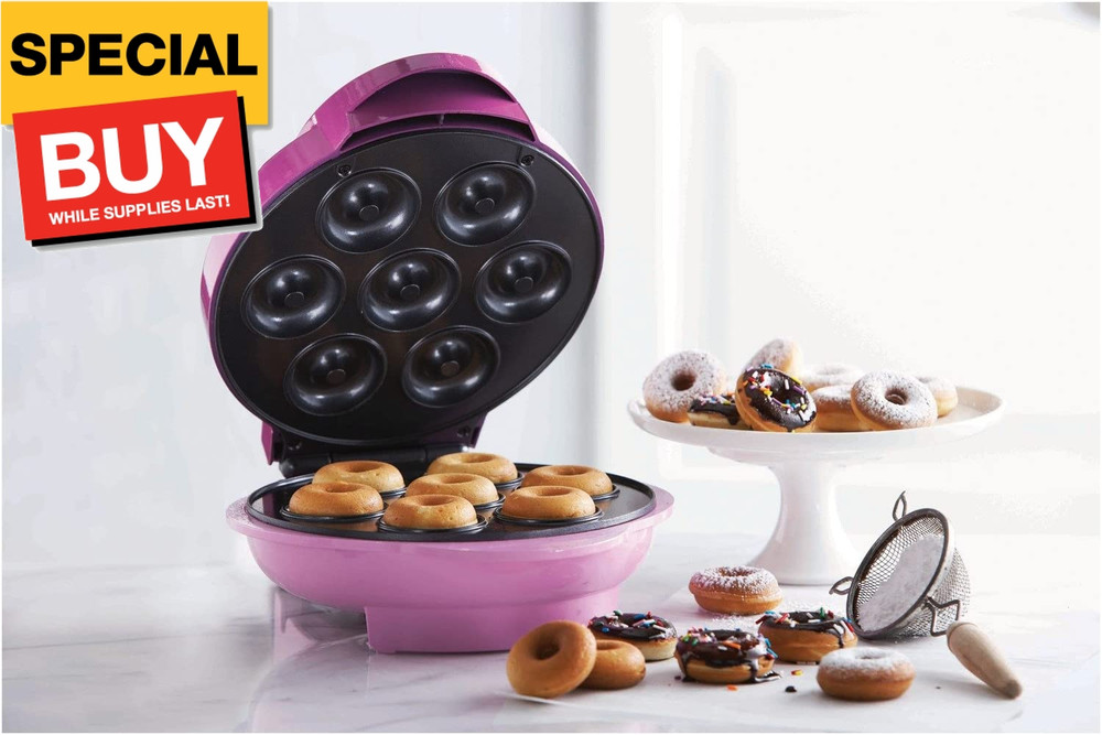 TS-250 Mini Donut Maker Machine, Non-Stick, Pink