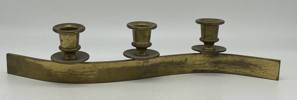 Art Deco Brass Triple Candleholder