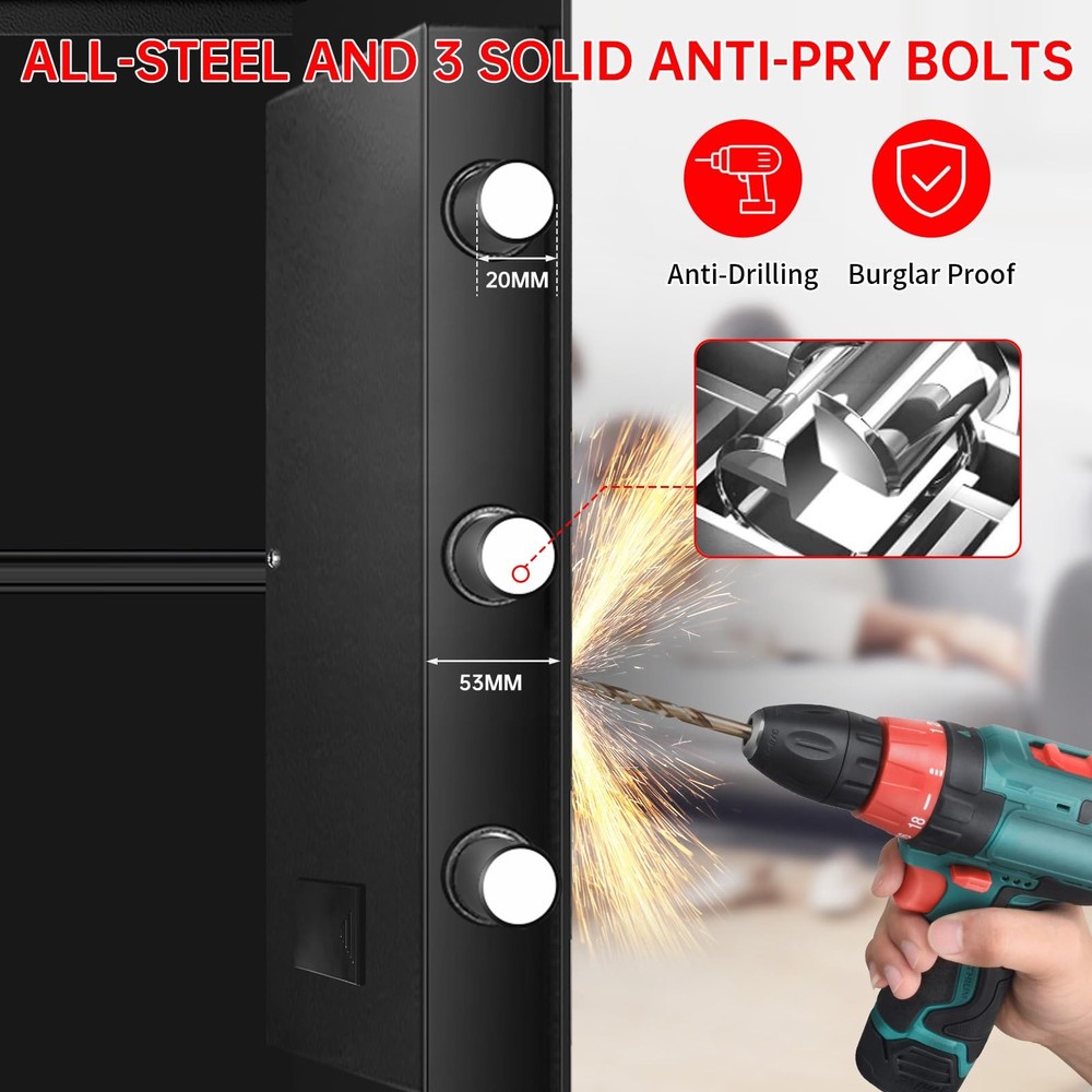 3.4 Cub Large Home Safe Fireproof Waterproof, Digital Security Fireproof Safe...