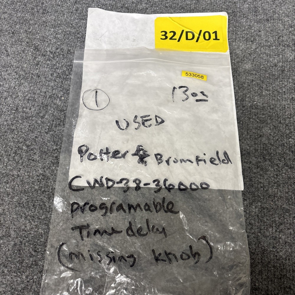 Potter & Brumfield CWD-38-36000 24VDC Programmable Time Delay *Missing Knob*