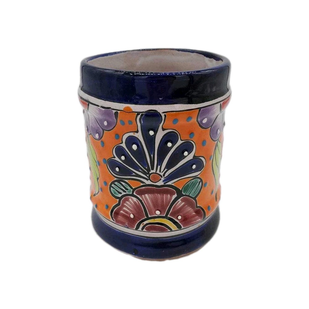 Mexican Painted Pottery Utensil Jar Vase