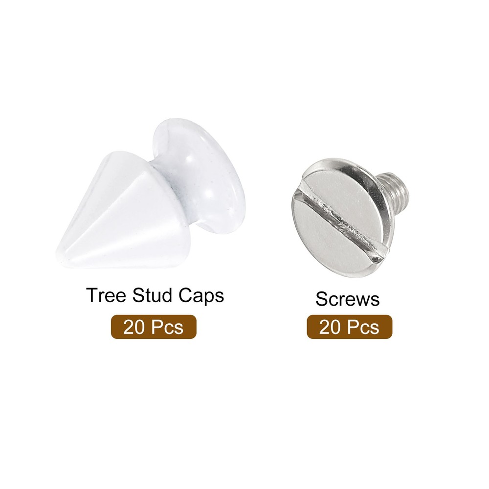 20Sets Cone Spike Stud Rivet,12mm Tree Studs and Spikes White