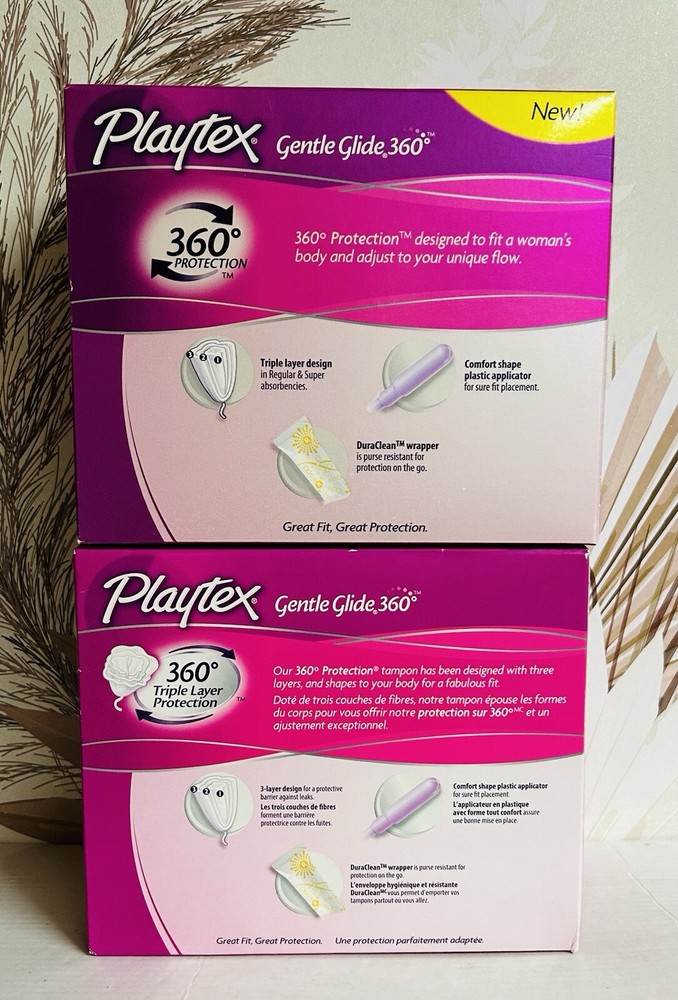 2-Pack PlayTex Gentle Glide Multi-Pack 50 Plastic Tampons-Unscented (100 Total)
