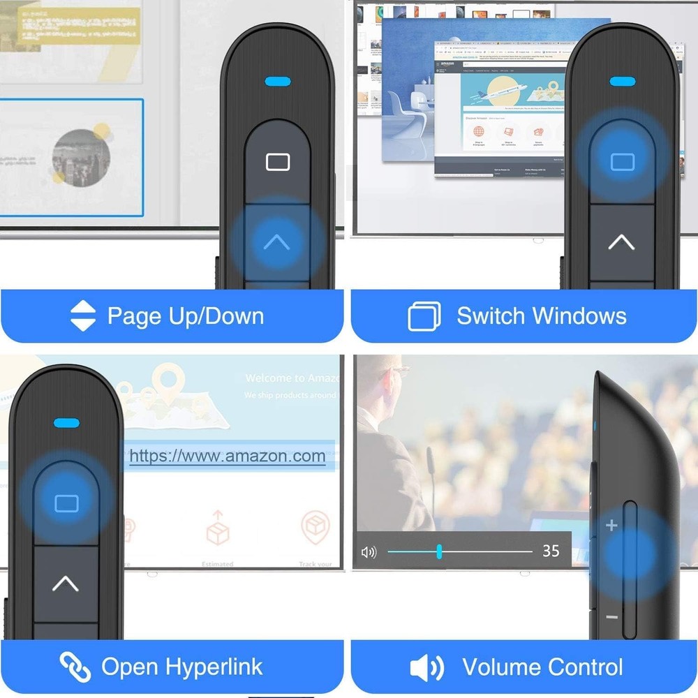 N76 Rechargeable Presentation clicker with Pointer, Long Range Presentation R...