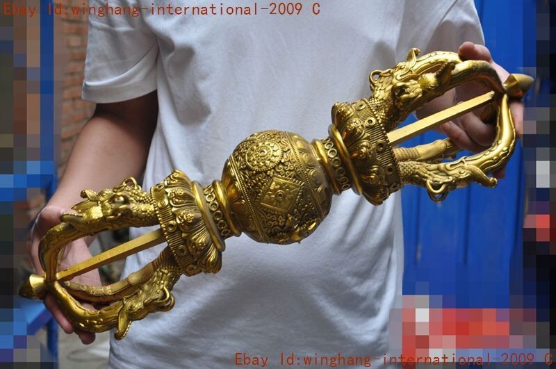 Tibet Buddhism temple bronze Gilt Vajra Dorje Phurpa Exorcism Talisman Faqi