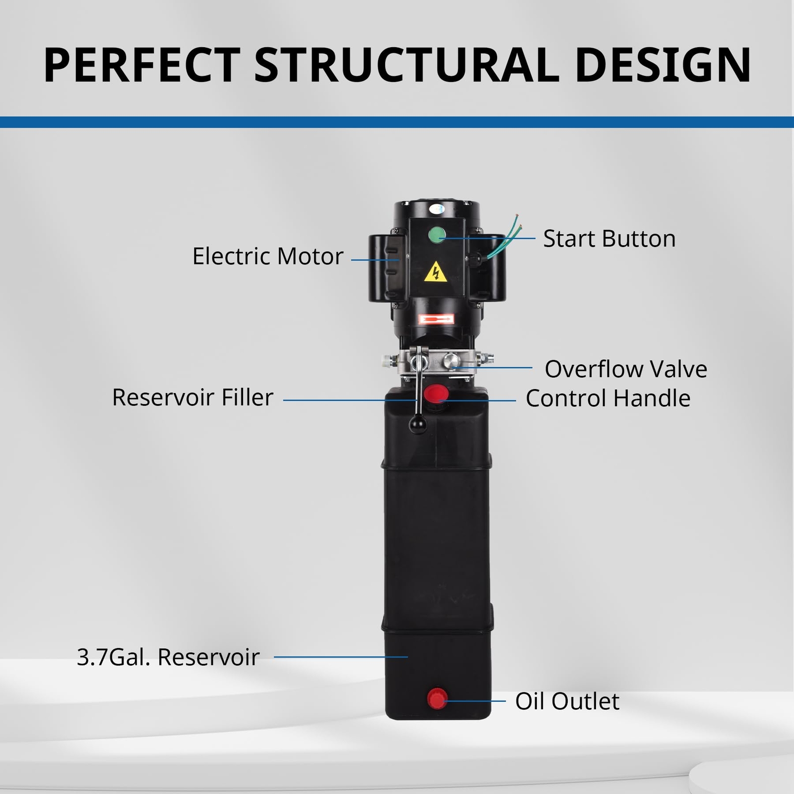 14 Quart 3.7 Gallon Hydraulic Pump 2950 PSI Car Lift 3 HP for 2 and 4 Post Lifts