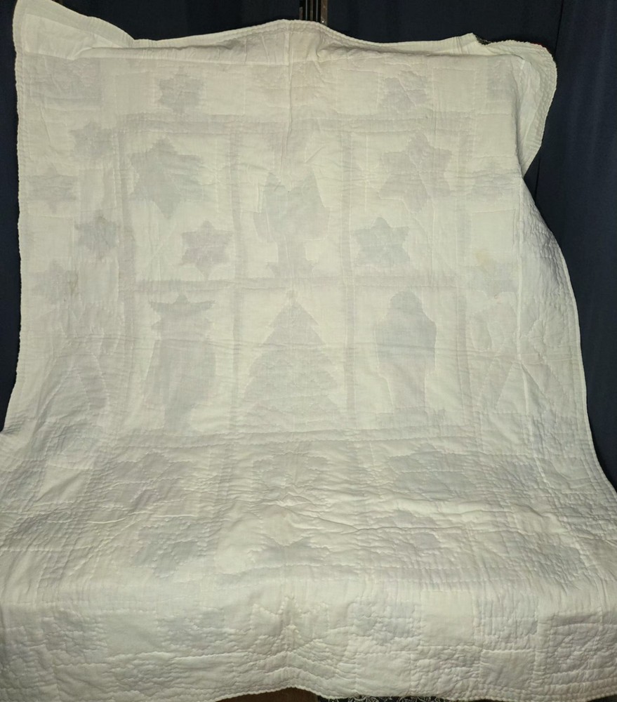Handmade Grandma's Patchwork 49x59 Throw Quilt Nutcrackers/Star/Crown/Candy Cane