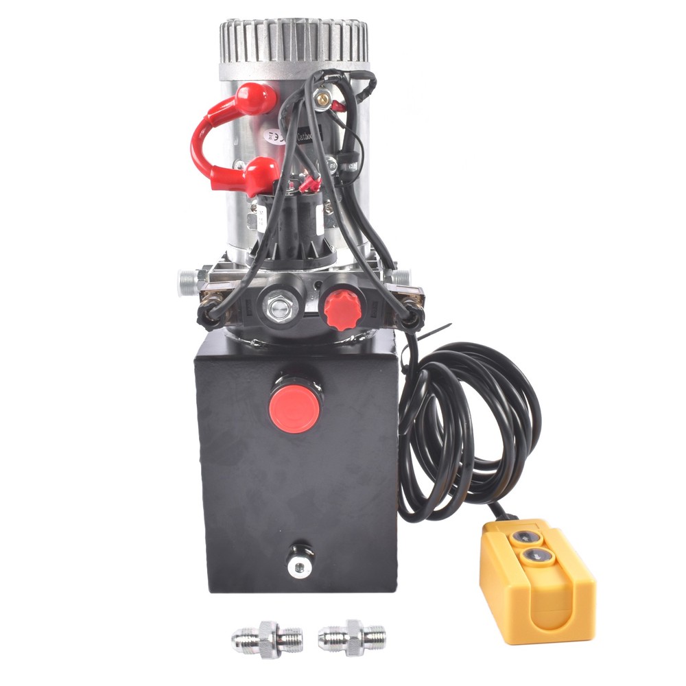 4 Quart 12V DC Double Acting Hydraulic Pump Dump Trailer Power Unit Pack 22MPA