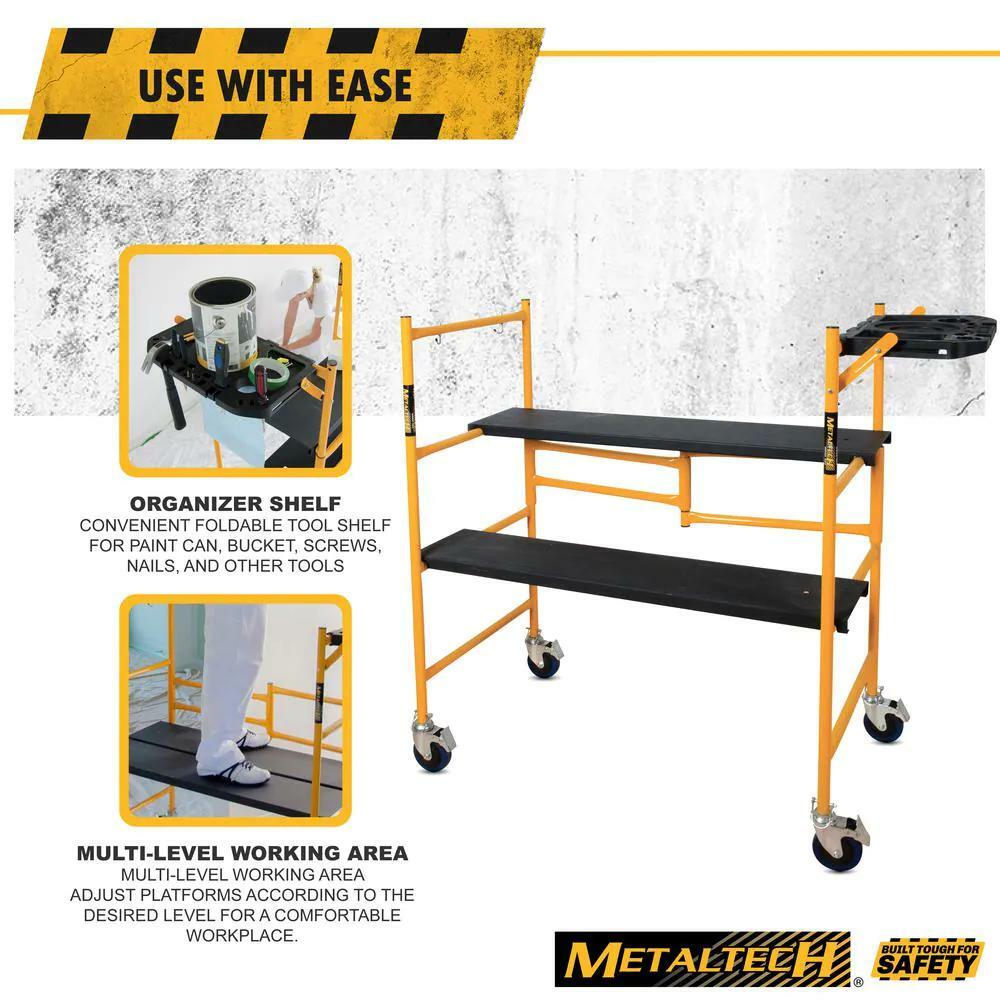Mini Scaffolding Scaffold Wheels Dolly Rolling Adjustable Miter Saw Work Bench