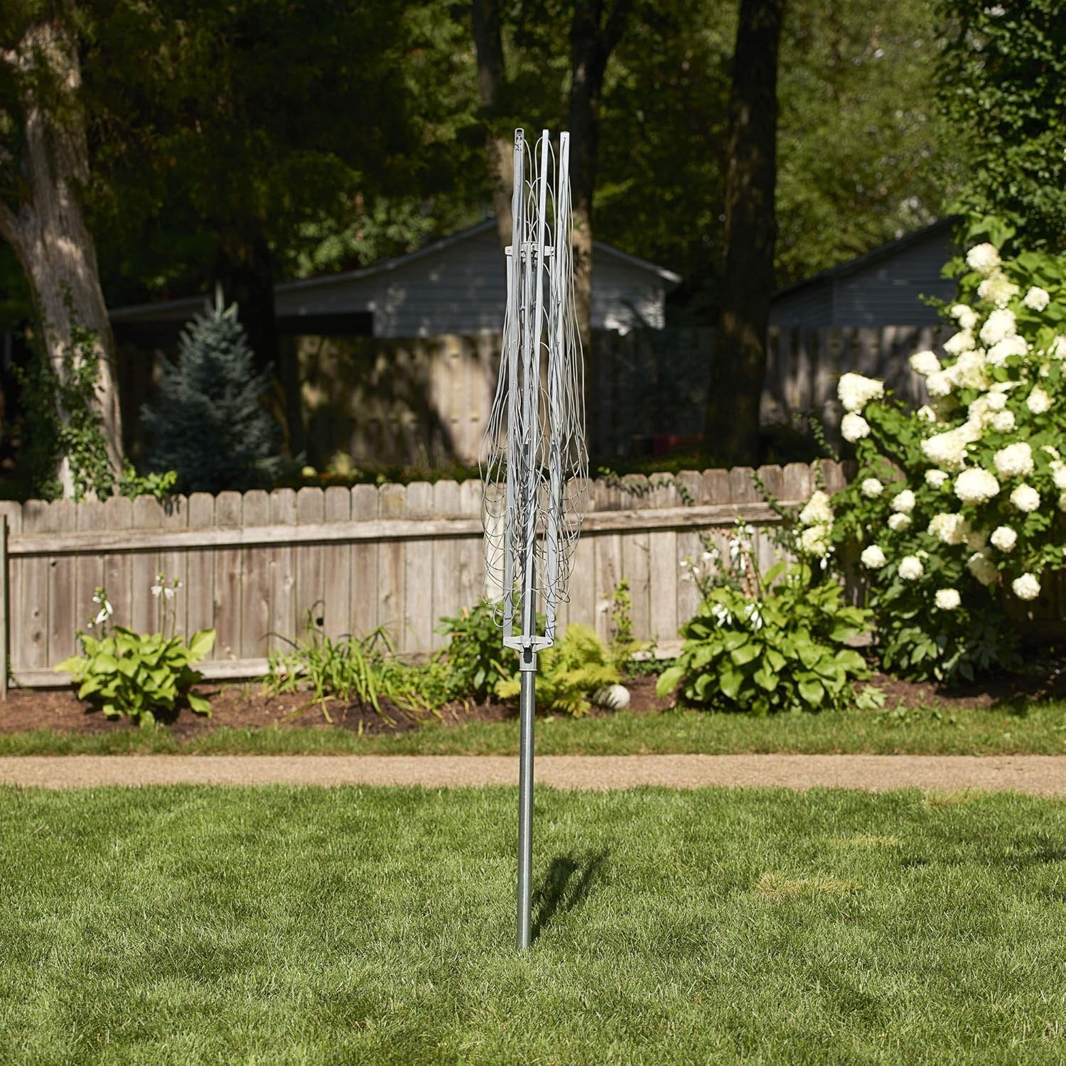 17120-1 Rotary Outdoor Umbrella Drying Rack Aluminum Arms & Steel Post 12-Lines