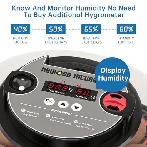 12-24 Egg Incubator with Humidity Display, Egg Candler, Automatic Egg Red