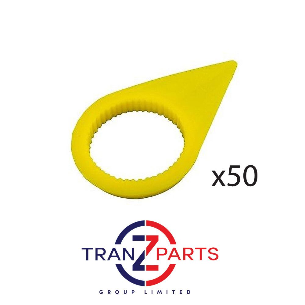 50 X CHECKPOINT WHEEL NUT POINTERS INDICATOR - 27MM YELLOW