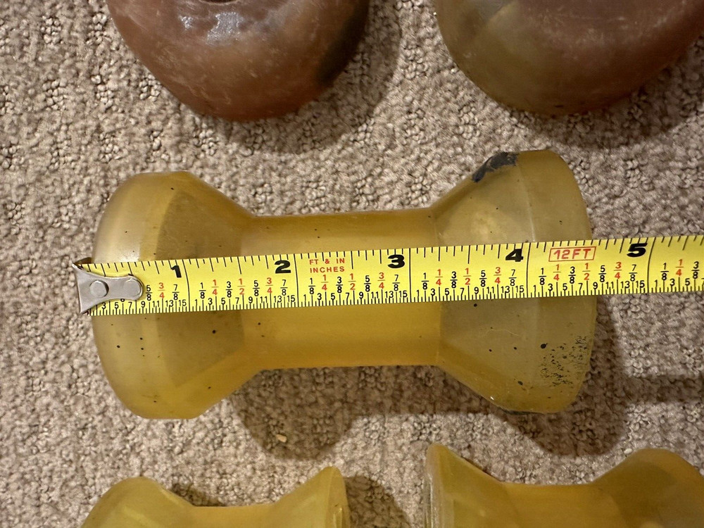 (1) Yellow Polyurethane Boat Trailer Bow Stop Roller Assembly & (2) Bow Rollers