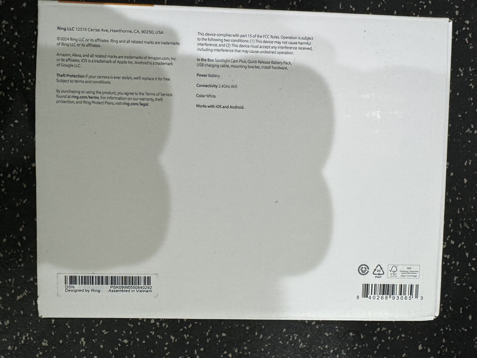 Ring Spotlight Cam Plus Camera Indoor/Outdoor Wireless Pack of 2 Battery New!!!!