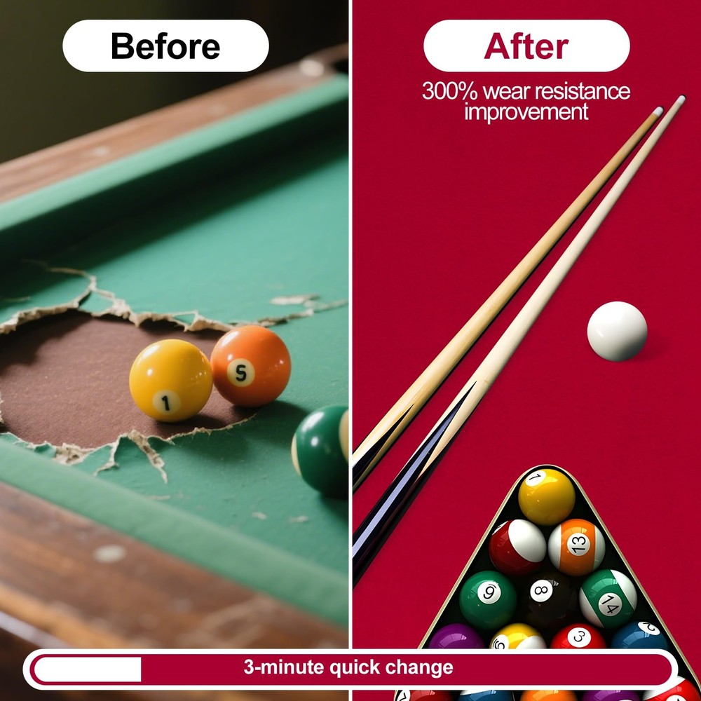 Pre-Cut Pool Table Felt Replacement Kit - 8ft Billiard Cloth w/Gloves, Strips