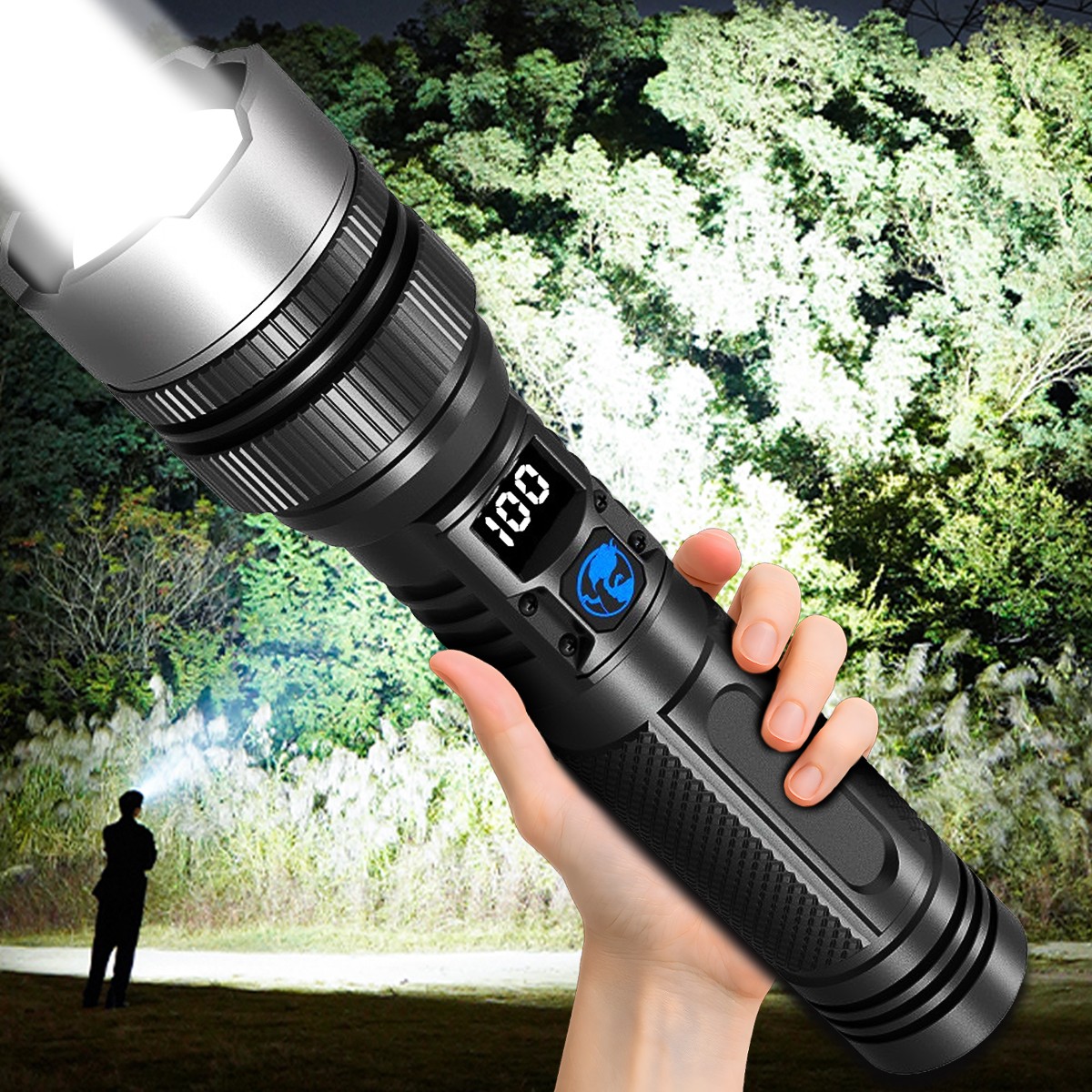 99000000 Lumen Super Bright LED Flashlight Rechargeable Tactical LED Work Lights