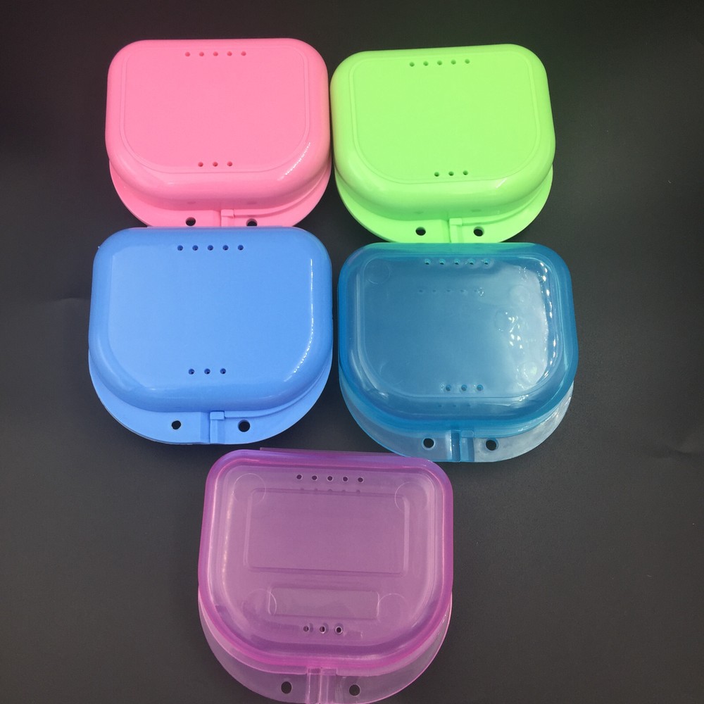 5pcs Dental Retainer Denture Storage Case Box Mouthguard Container Assorted