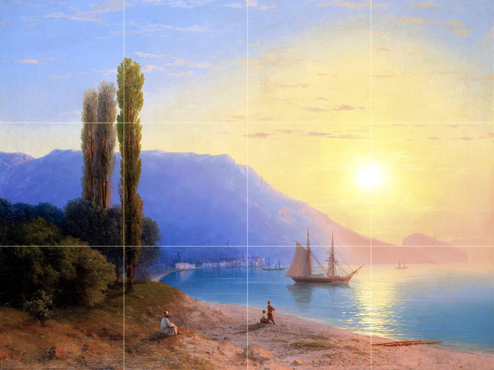 Art Aivazovsky Sunset Over Yalta Mural Ceramic Backsplash Bath Tile #2375