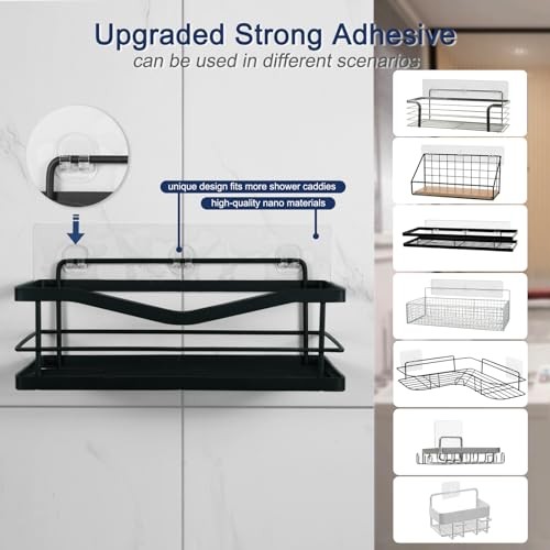 Shower Caddy Adhesive Replacement, 4 Pack Strong Adhesive Shower Hooks, Water