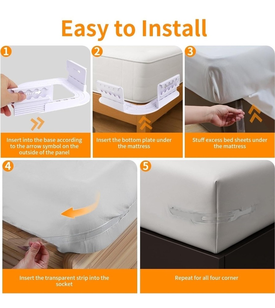 breakdark Bed Sheet Holders for Corners, Adjustable Lock Sheet Holders,...