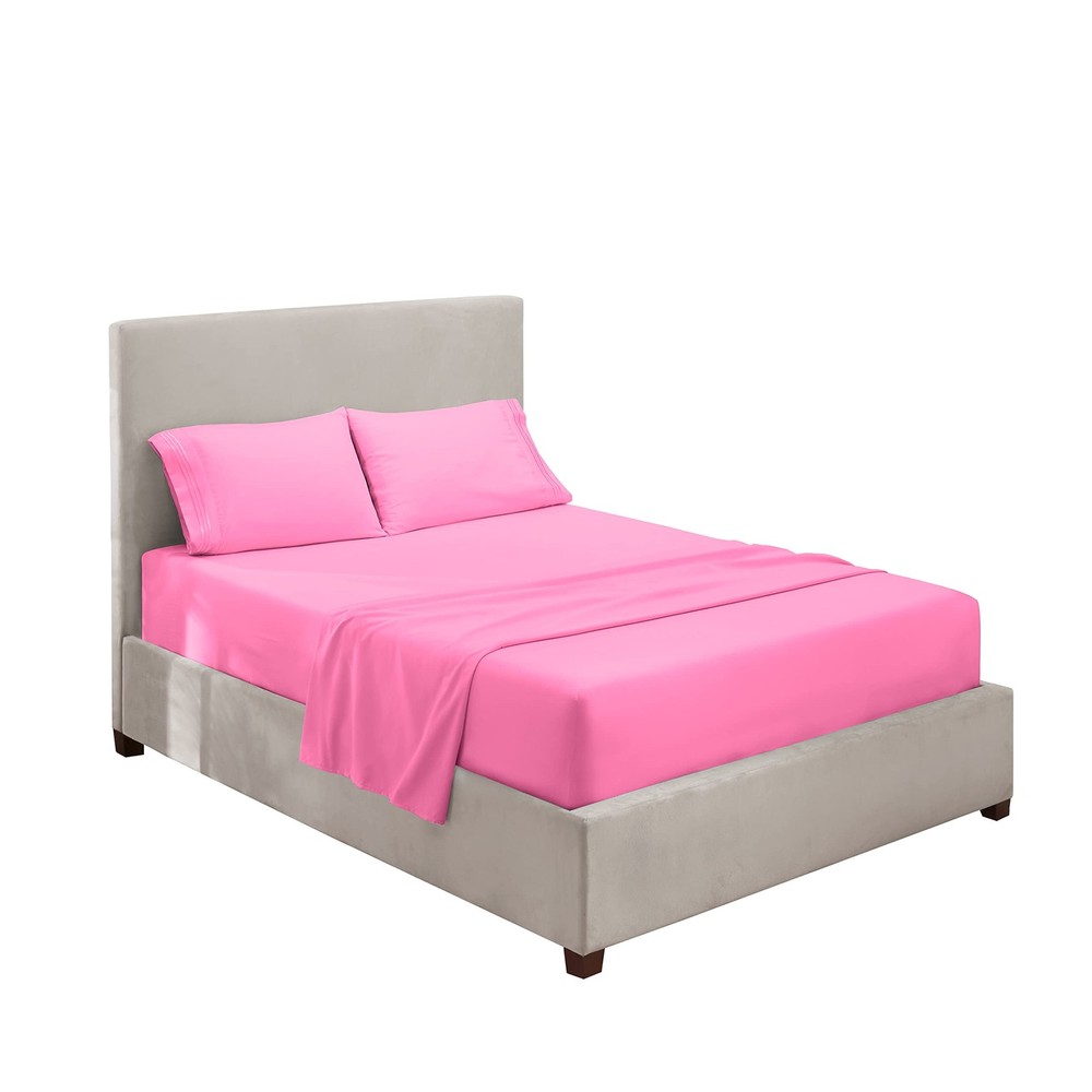 Hearth & Harbor King Sheets 4-Piece Double Brushed Microfiber Bedding Set Light