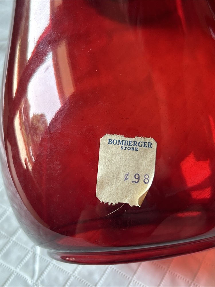 Vintage DIETZ Ruby Red Railroad Lantern Globe (only) Blue Gold Label