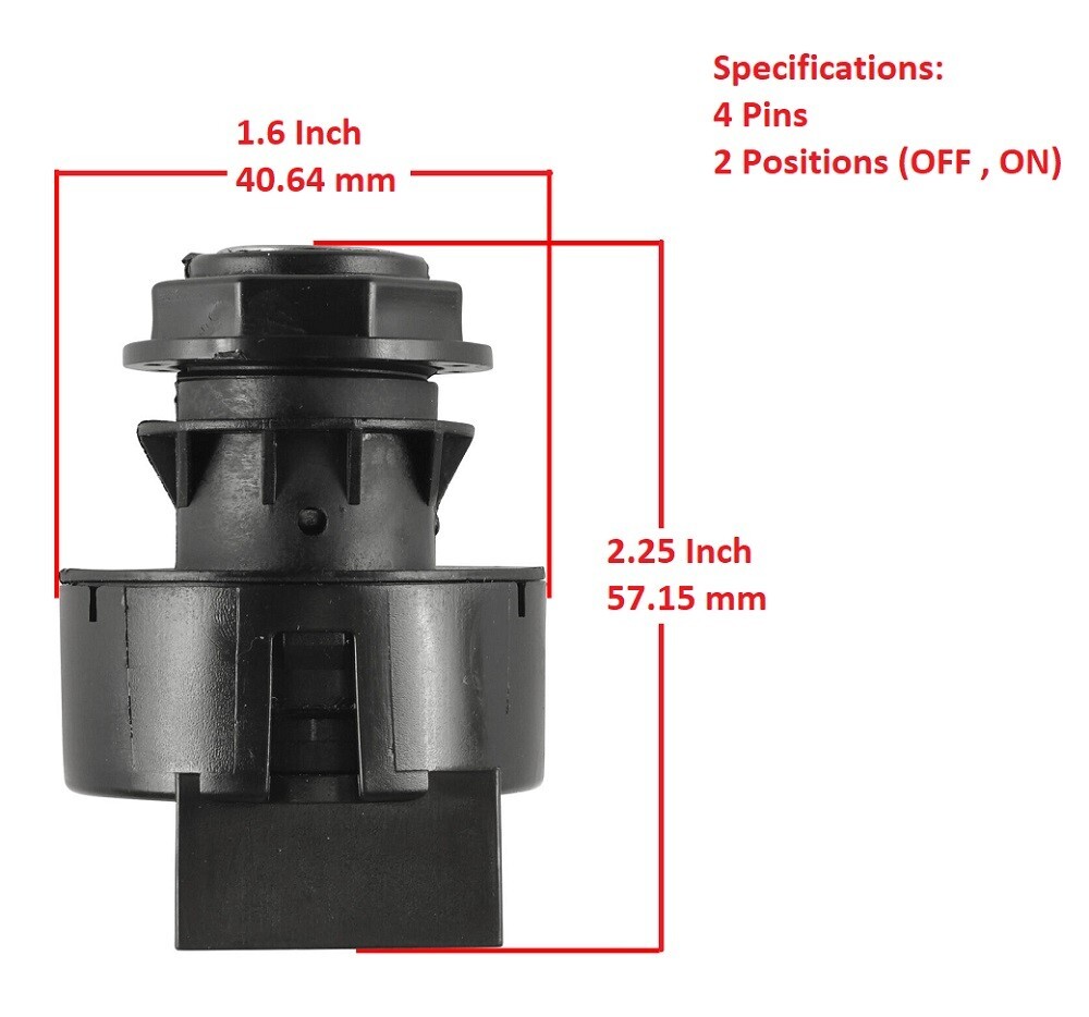Ignition Key Switch For Polaris Worker 500 2001 / 2 Position 4 Pin Switch