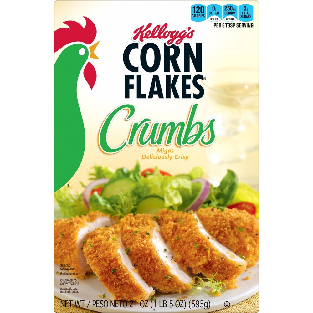 (4 pack) Kellogg's Corn Flakes Original Crumbs, 21 oz