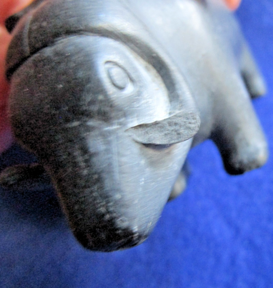 Vintage QINGAUK Mary Kaniak INUIT Sculpture MUSK OX Stone Carving 1960's ARCTIC