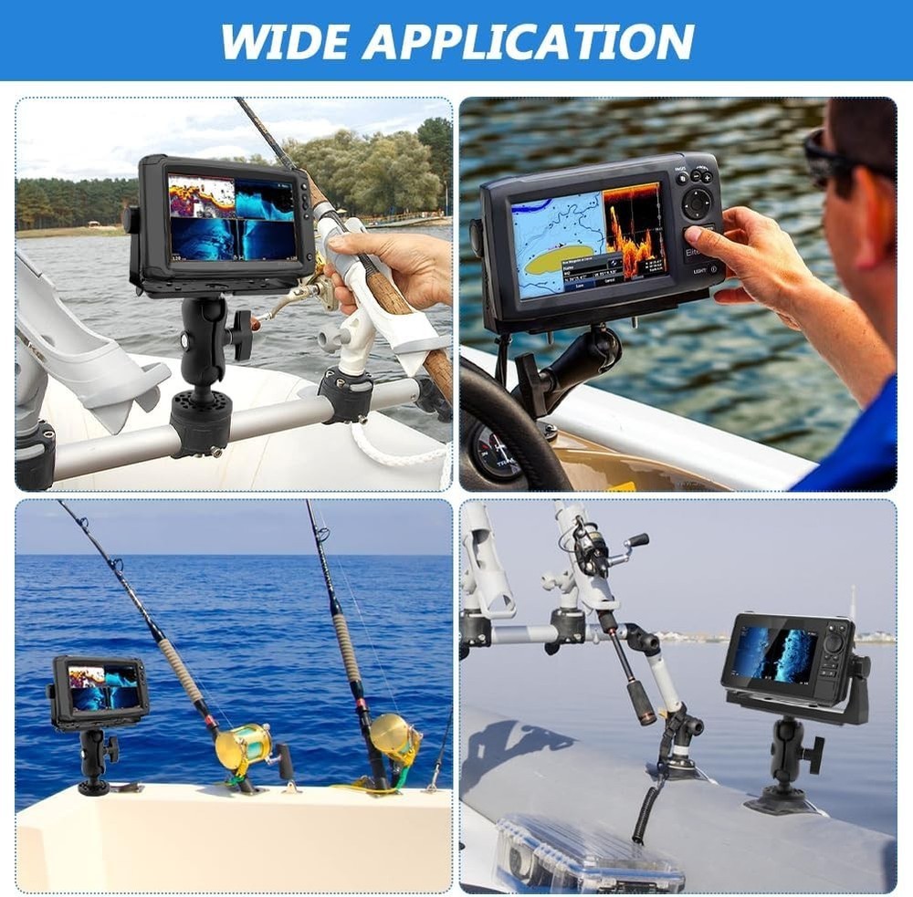 Fish Finder Mount Base, Universal 360 Rotation, Black