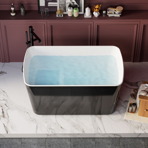49''Acrylic Freestanding Japanese Soaking Bathtub Sit-In Design w/Overflow Drain