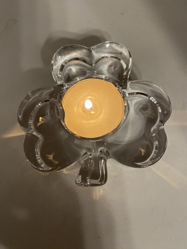 Glass Irish ThreeLeaf Clover Tea Light Pre Owned
