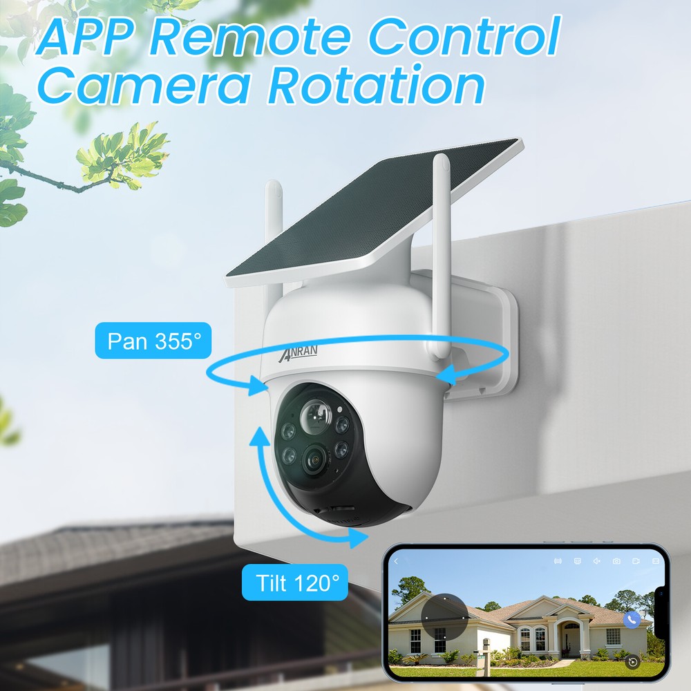 ANRAN Wireless Outdoor Security Camera System Solar Battery Powered Wifi Cameras