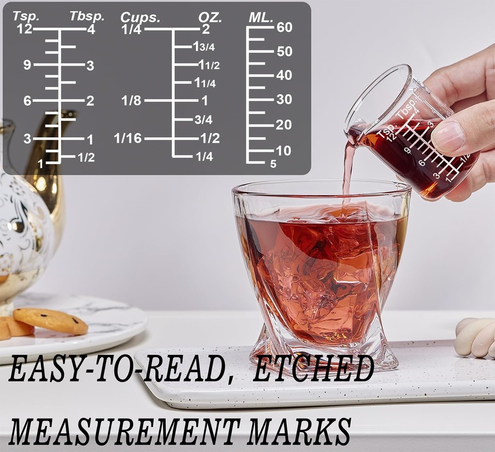 Ackers Etching Scale Glass Measuring Cup Set-V-Shaped 60ML/120ML/250ML, Clear