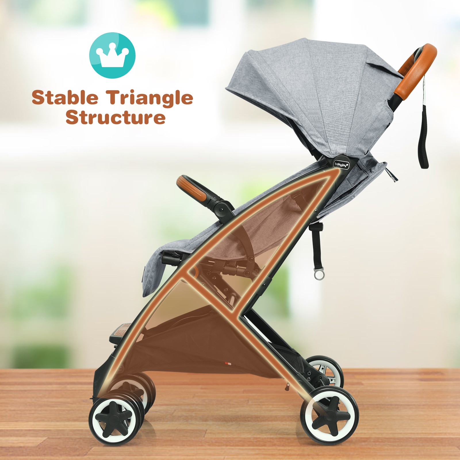 Babyjoy Lightweight Baby Stroller Aluminium Frame w/ Net for Travel Gray