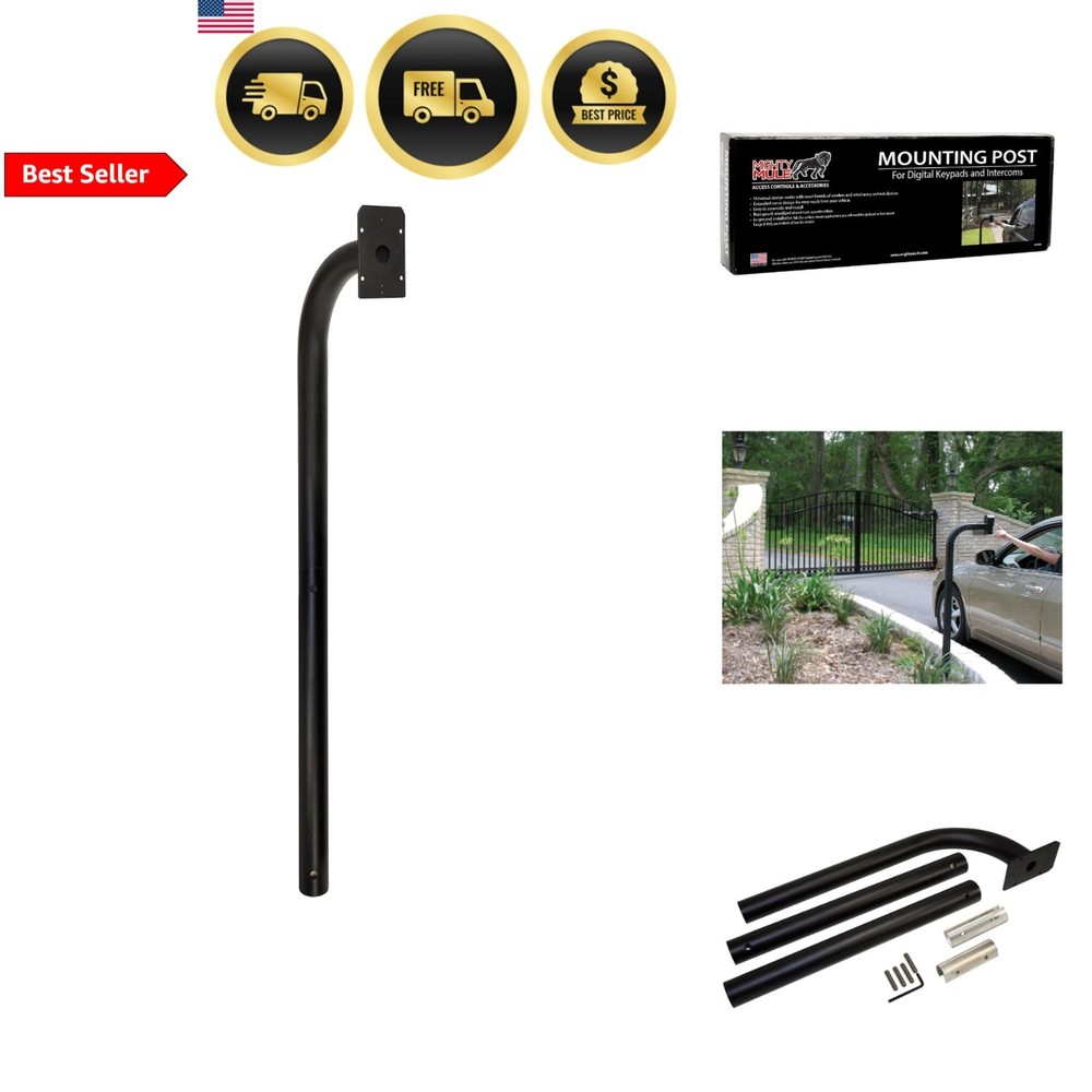 Keypad Mounting Post Security Gate Aluminum Black Weatherproof 22 Inches