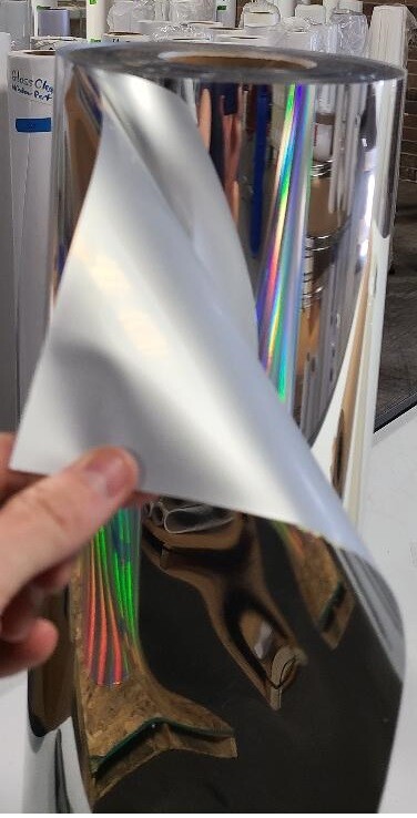 Silver Gloss Metallic Chrome Print-Treated Perm Self-Adhesive Polyester Film S2