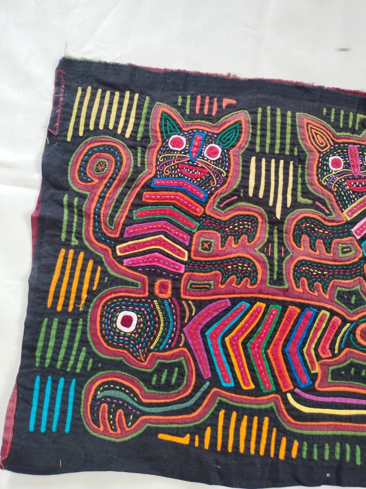 vintage amezing Mola Kuna panama applique needlework textile panel itm1154