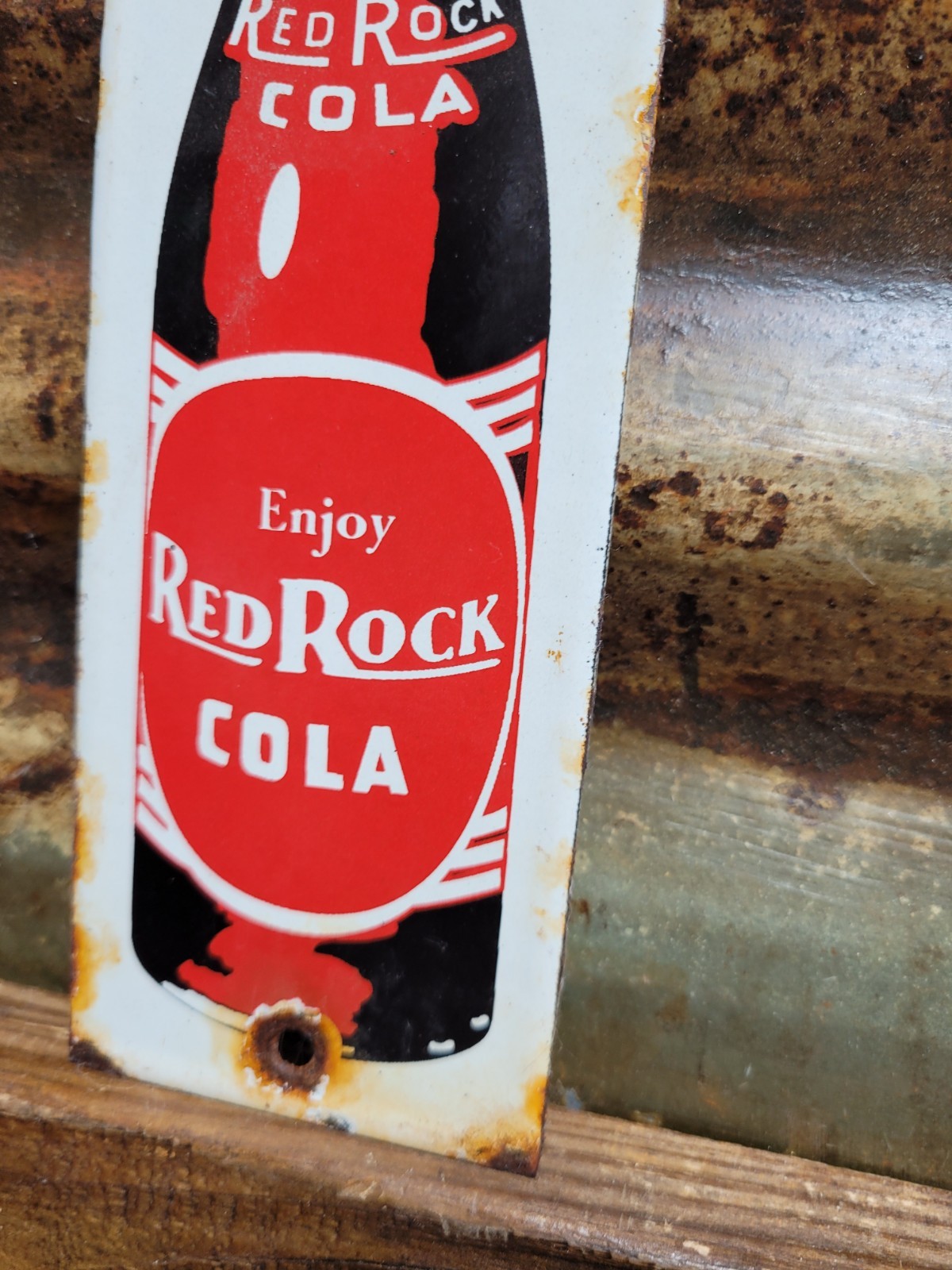 VINTAGE RED ROCK COLA PORCELAIN SIGN OLD BEVERAGE SODA DRINK GENERAL STORE FOOD