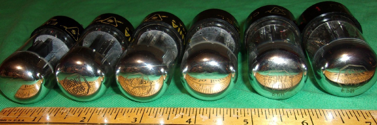 6-SYLVANIA 6SN7GTB Twin Triode Chrome Top! Black Plate! HICKOK TEST GREAT!