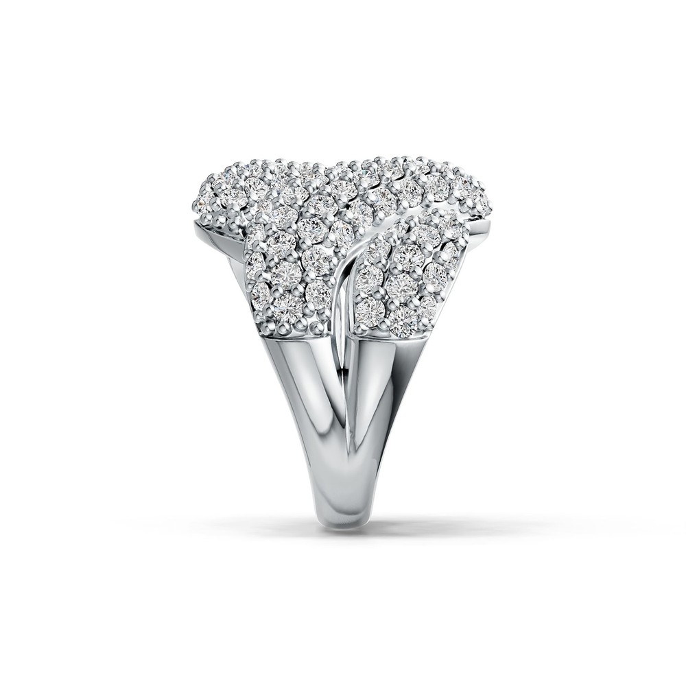 Sterling Silver Multi-Row Wave Ring with White Topaz or Moissanite
