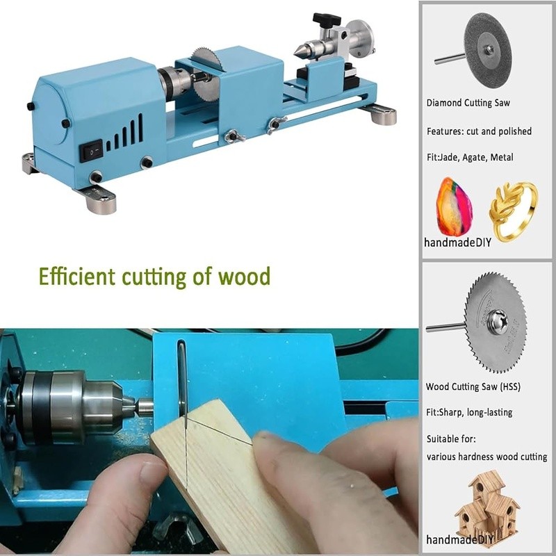 Mini Woodworking Lathe Easy DIY Beginners High Torque 96W Multi-Purpose Tools US
