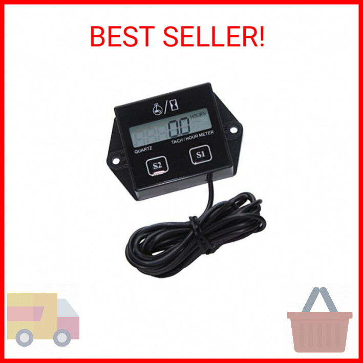 Tachometer for Small Engine,Inductive Hour Meter for 2 Stroke & 4 Stroke Small E