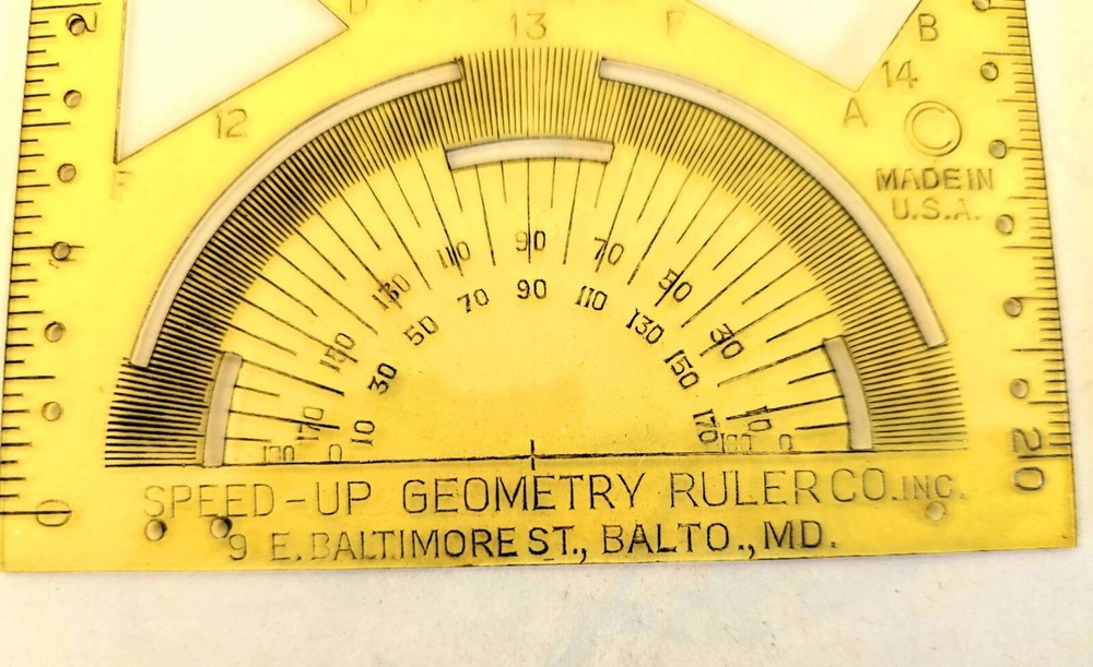 Speed-Up Geometry Ruler, Booklet, Engineering Compass, Protractor- Math Vtg