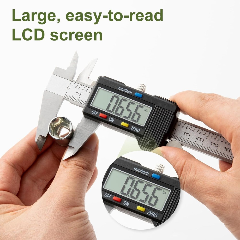 High-Precision 0-12" Digital Caliper with Auto-Off & Easy-to-Read LCD Display
