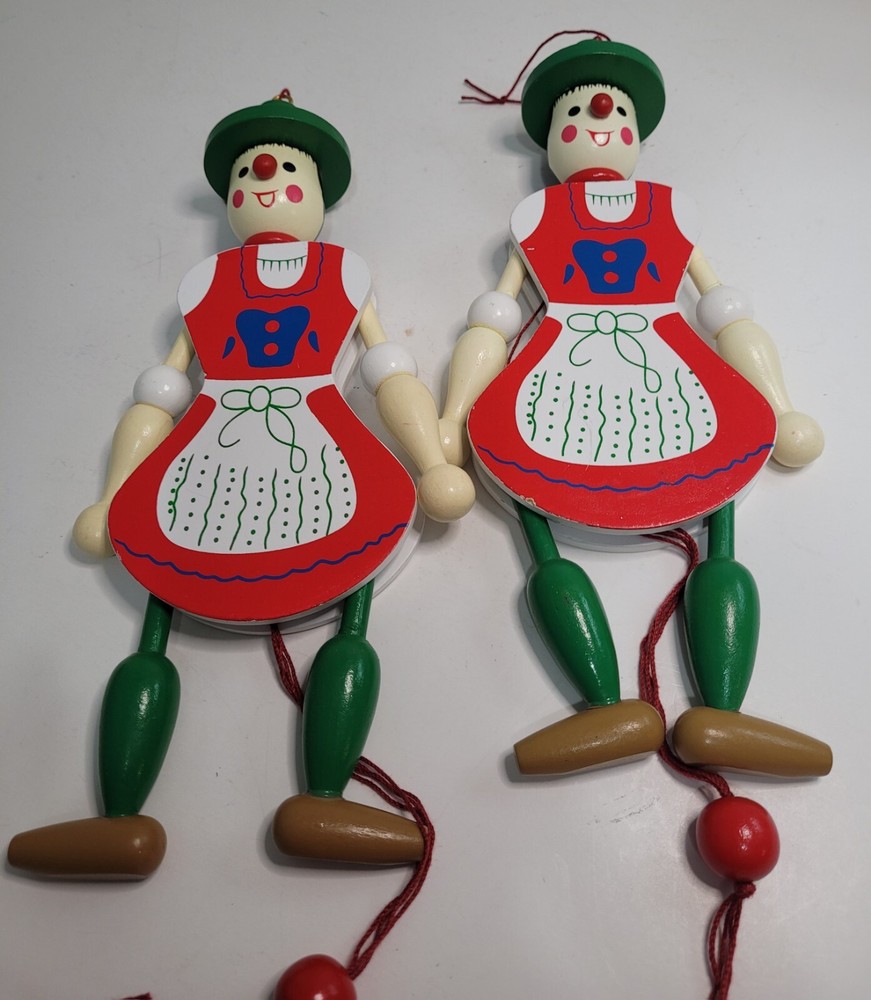 Wooden Pull String Toy Jumping Jack Figure Pull String Marionette